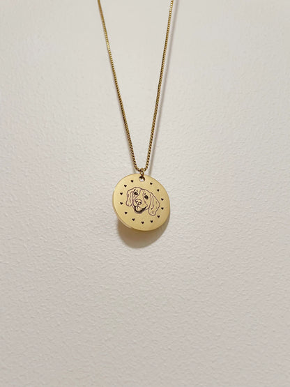 Pet Portrait Disc Necklace (Gold)