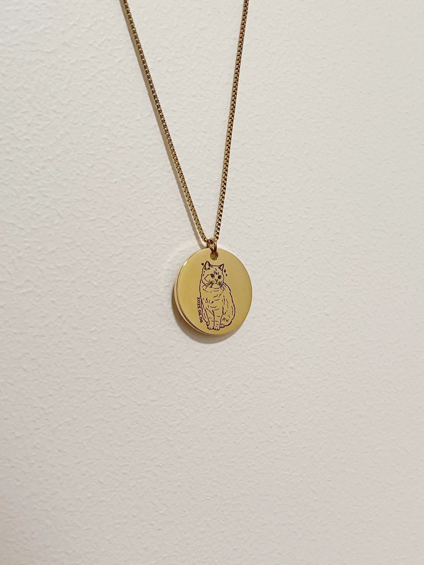 Pet Portrait Disc Necklace (Gold)