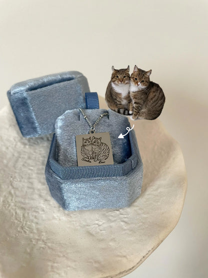 Pet Portrait Tile Necklace (Silver)