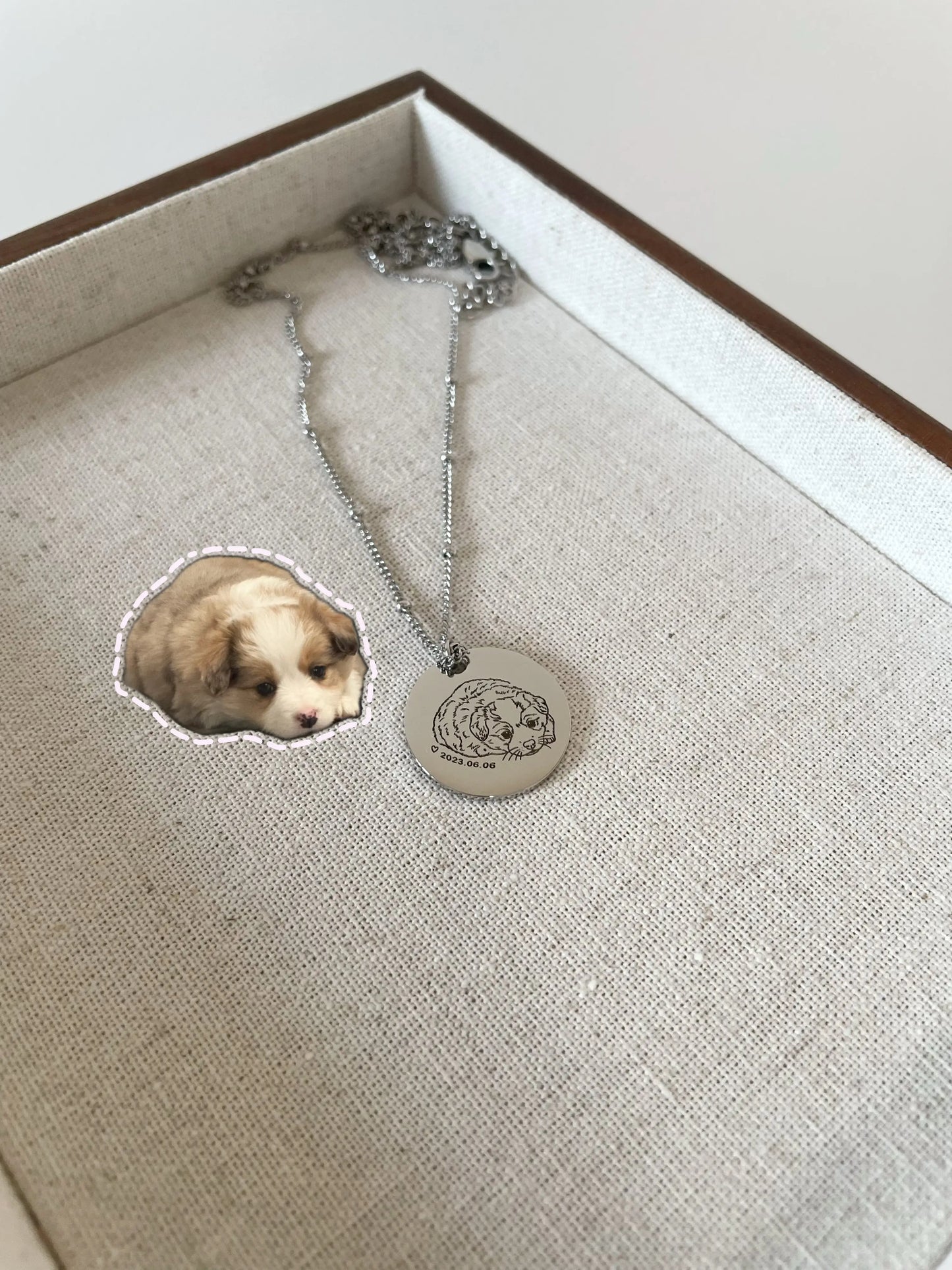 Pet Portrait Disc Necklace (Silver)