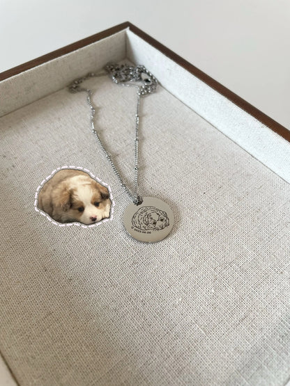 Pet Portrait Disc Necklace (Silver)