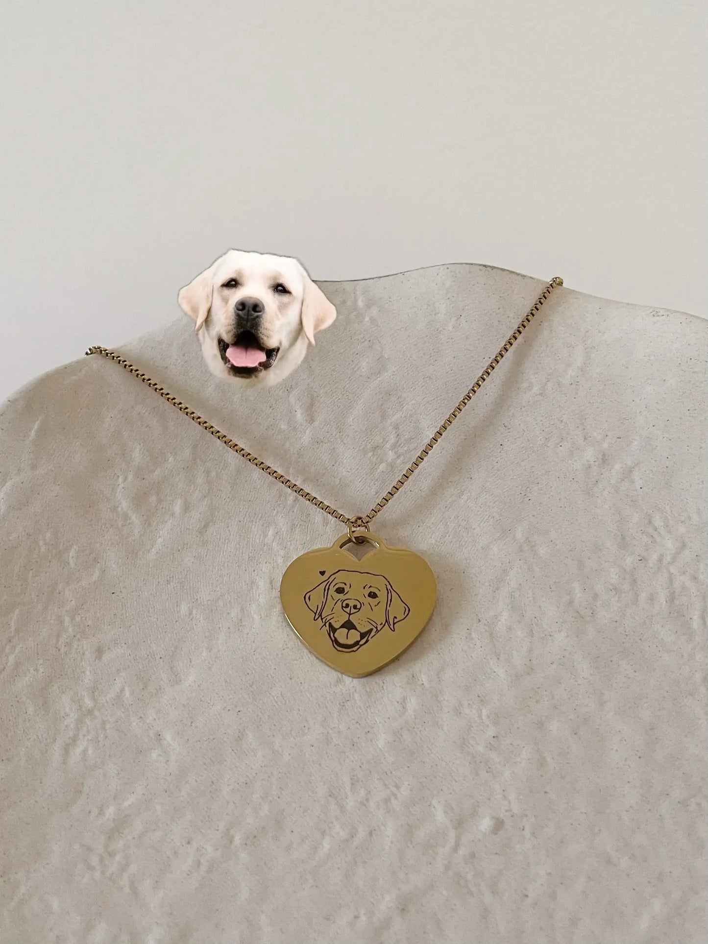 Pet Portrait Heart Necklace (Gold)