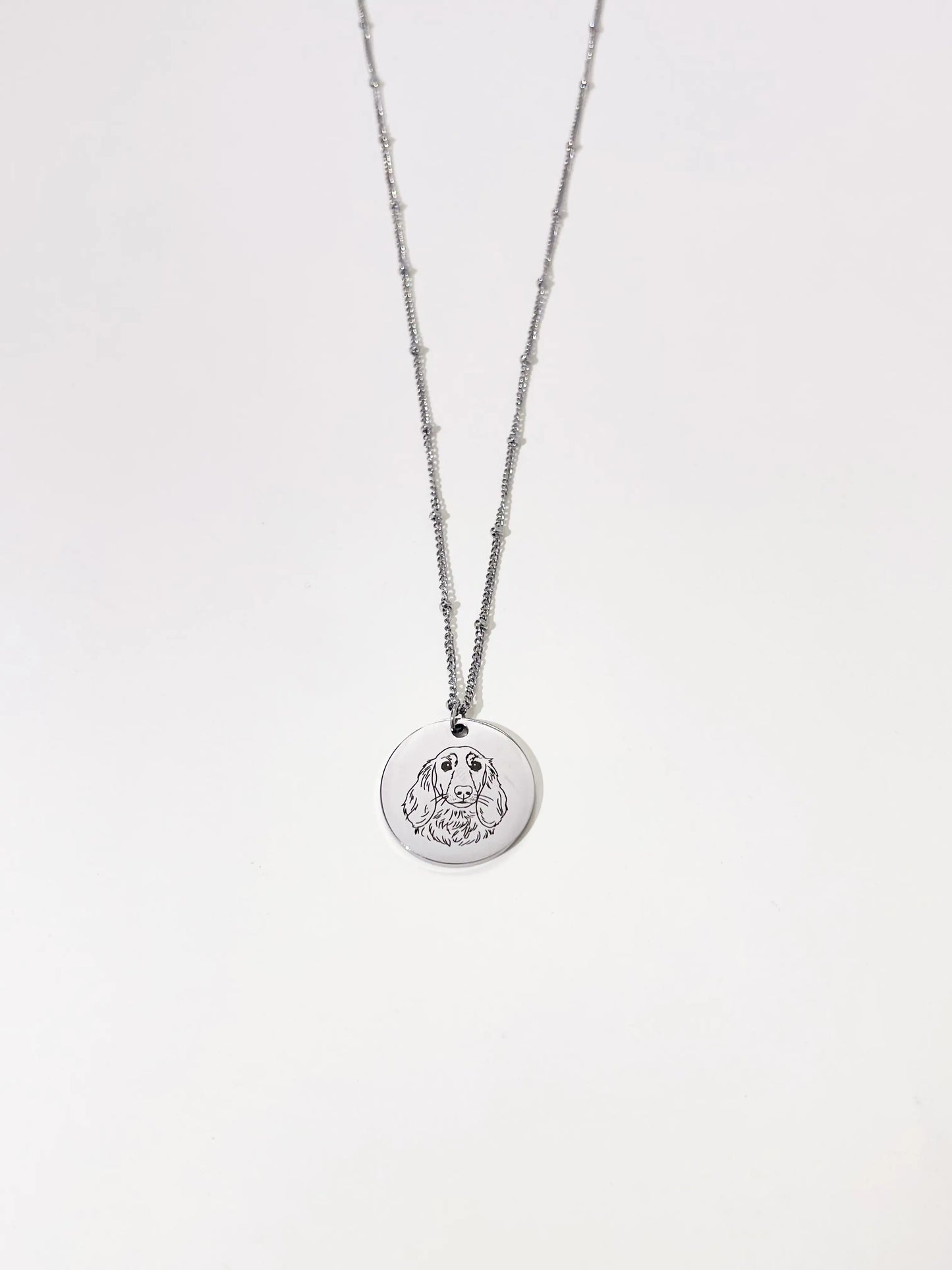 Pet Portrait Disc Necklace (Silver)