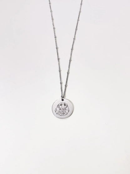 Pet Portrait Disc Necklace (Silver)