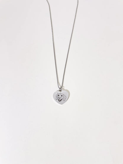 Pet Portrait Heart Necklace (Silver)