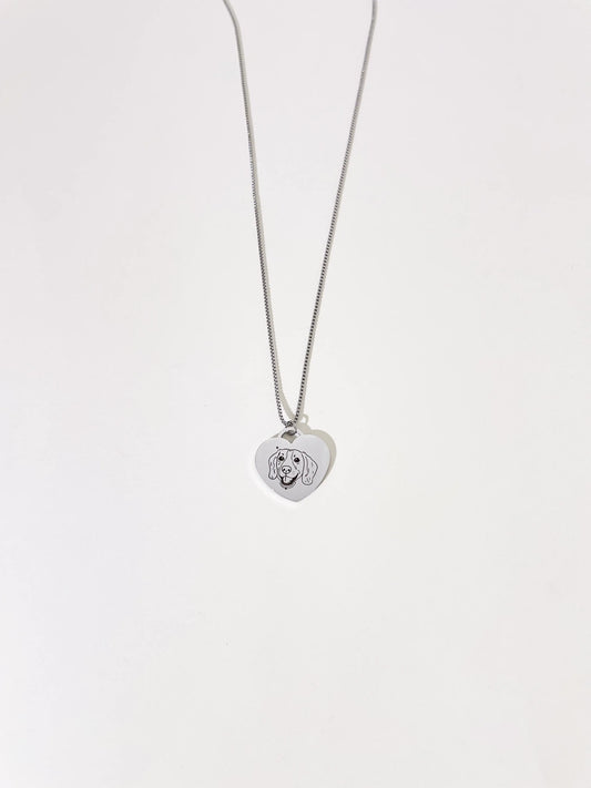 Pet Portrait Heart Necklace (Silver)