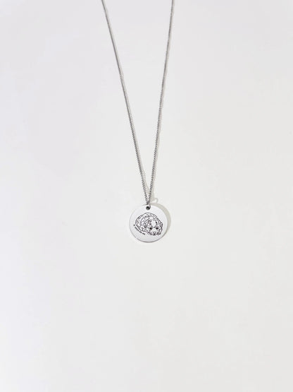 Pet Portrait Disc Necklace (Silver)