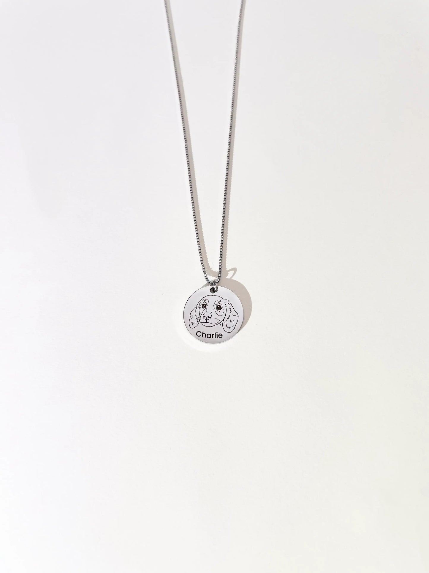 Pet Portrait Disc Necklace (Silver)