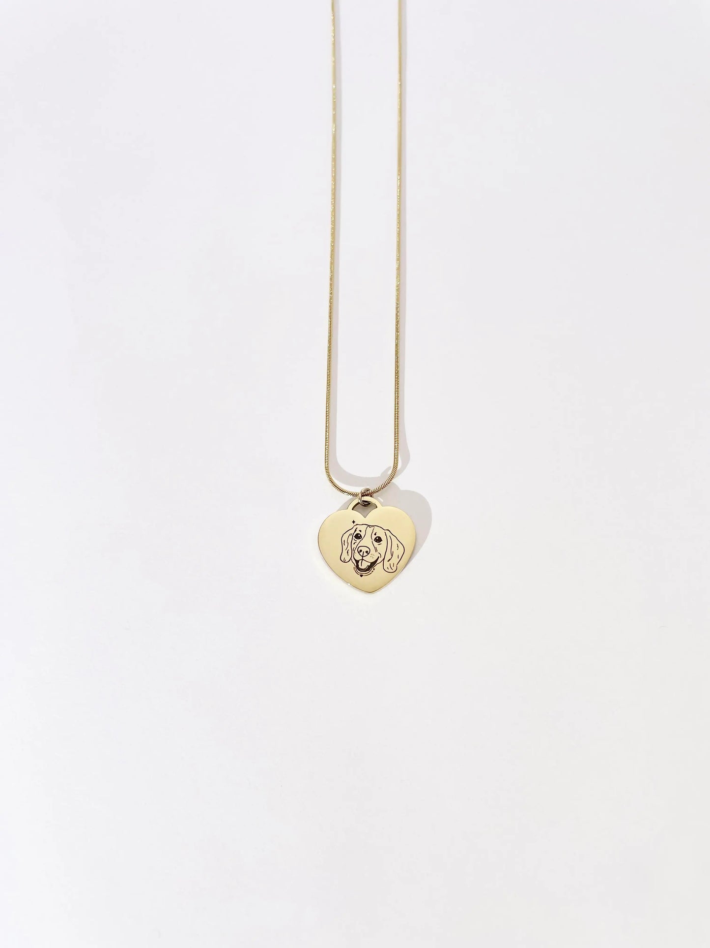 Pet Portrait Heart Necklace (Gold)