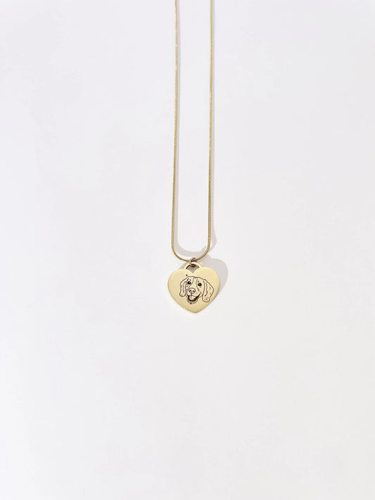 Pet Portrait Heart Necklace (Gold)