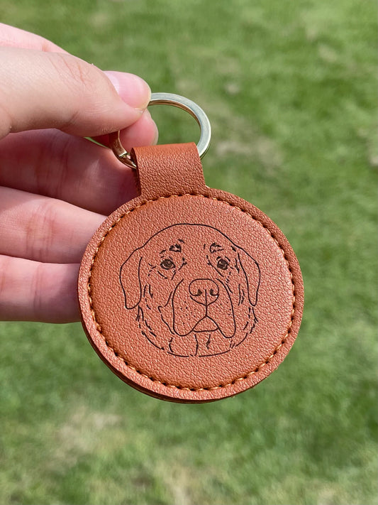 Custom Pet Portrait Vegan Leather Keychain