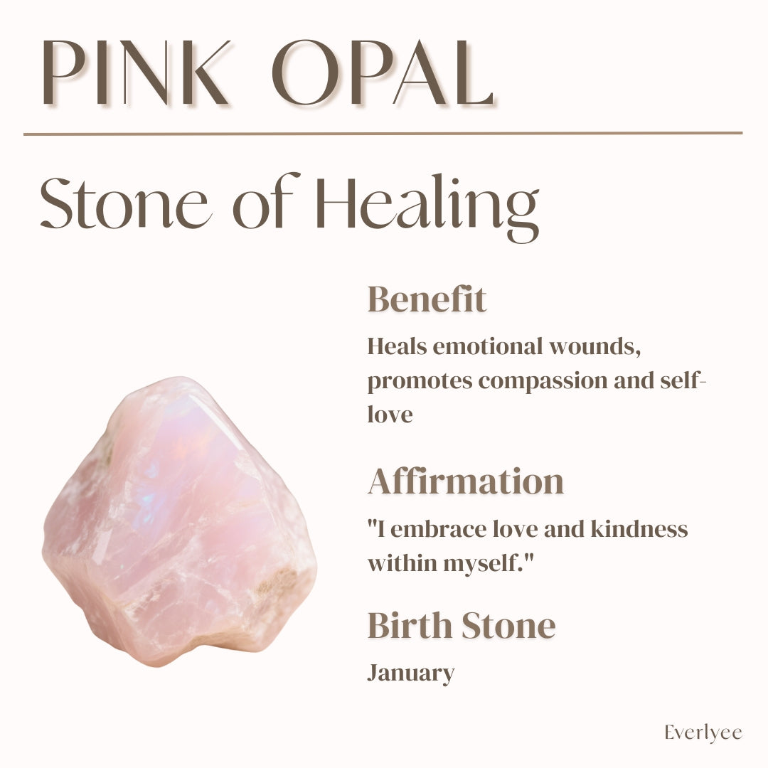 Pink Opal Clasp Chain with Customized Name Charm