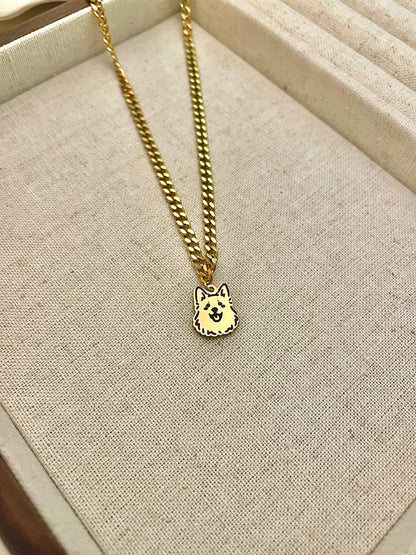 customized dog face cartoon illustration necklace